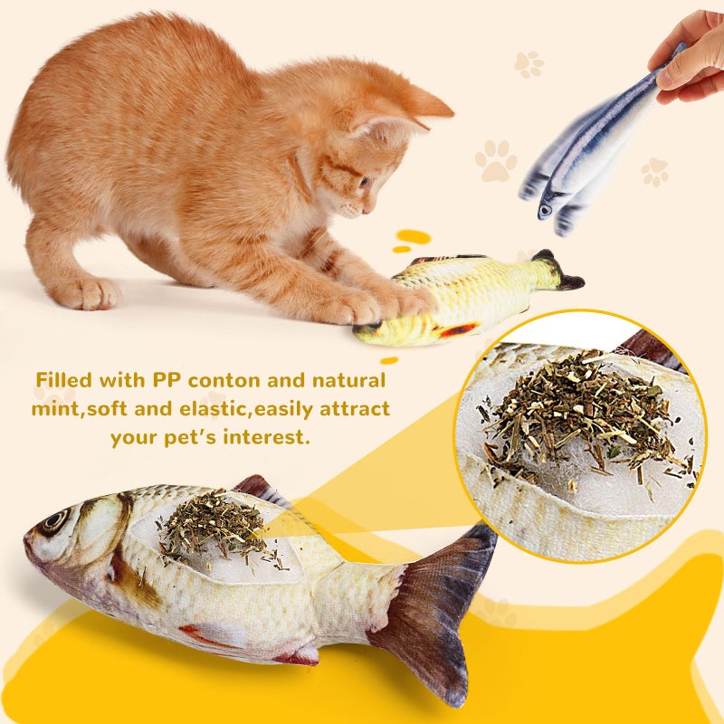 HAPY SHOP Catnip Toys 5 Pack - Simulation Fish Shape Realistic Fluffy Catnip Doll Interactive Pets Pillow Chew Bite Supplies for Cat Kitten Kitty - Image 5